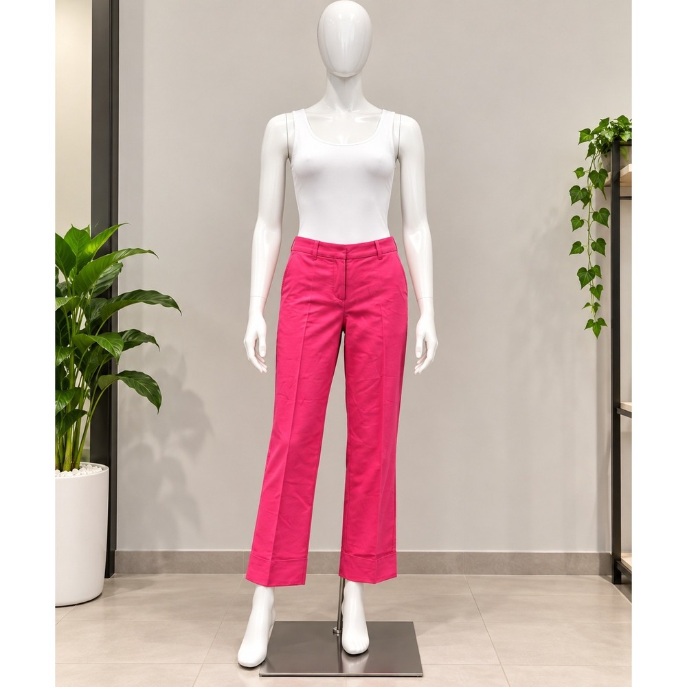 Ann Taylor Signature Trousers Womens 6 Pink Cropped Cuffed Straight Leg Pants